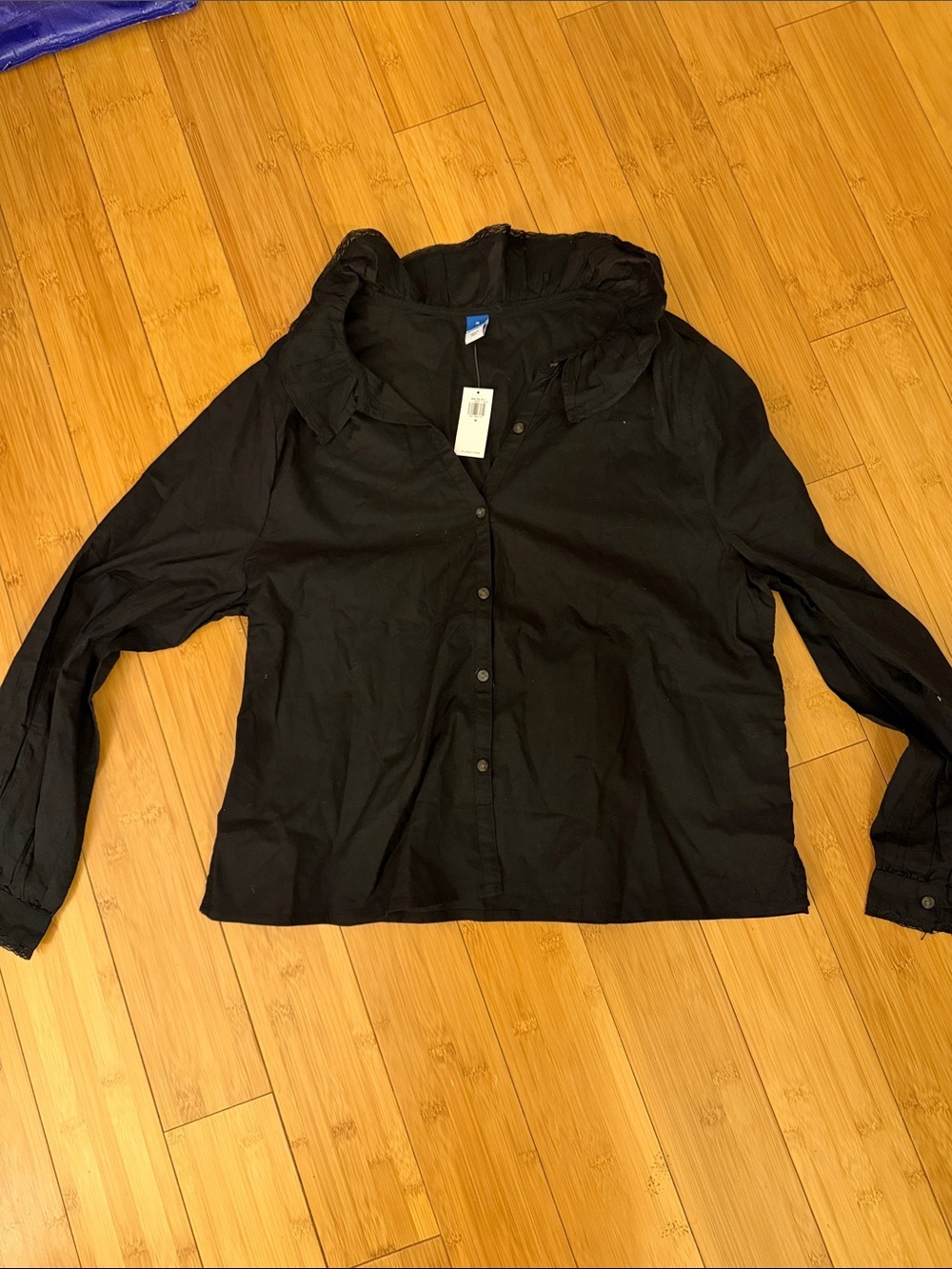 Old Navy Black Button-Down Long Sleeve Shirt NWT